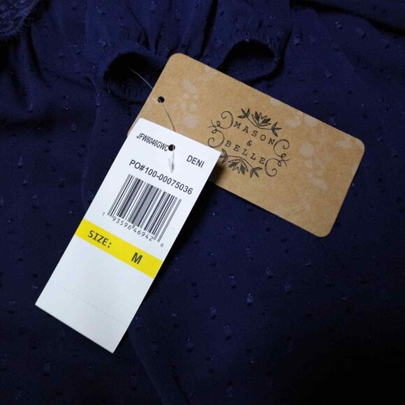 STITCH FIX Mason & Belle Chiffon Lace BOHO Blouse Royal Blue size Medium NWT! - Picture 4 of 9